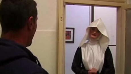 Young nun gives in to temptation and gets fucked