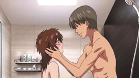 Naughty hentai step sister walks in on stepbrother having shower and sucks his big cock