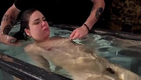 Hot hairy slut takes water torment