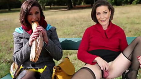 French MILF Eats Her Lunch Outside Before Leaving With a Stranger & Getting Ass Fucked