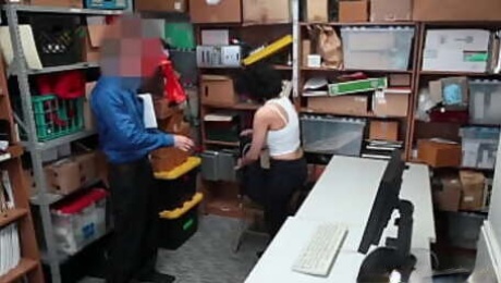 Busty teen shoplifter fucks the security guard for freedom