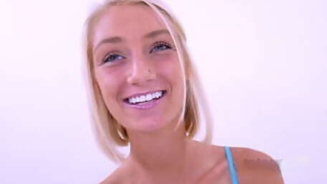 Beautiful Southern Bell fucked, swallows cum at audition