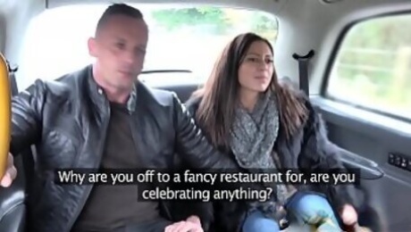 Fake Taxi Horny French wife sharing taxi backseat threesome