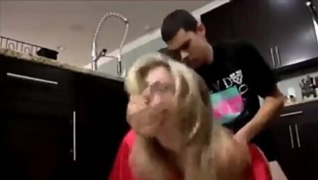 Young step Son Fucks his Hot stepMom in the Kitchen