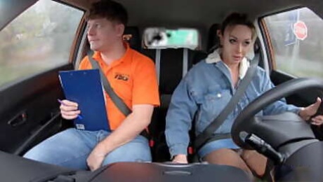 Fake Driving School Big tits Ukrainian blonde worst driver ever but this cheating wife is great fuck