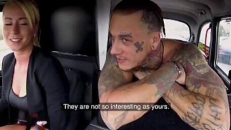 Female Fake Taxi Tattooed guy makes sexy blonde horny