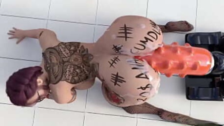 Extreme Monster Dildo Anal Fuck Machine Asshole Stretching - 3D Animation.