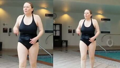 Sexy Grandma is Sexy at 66 in a black swimsuit
