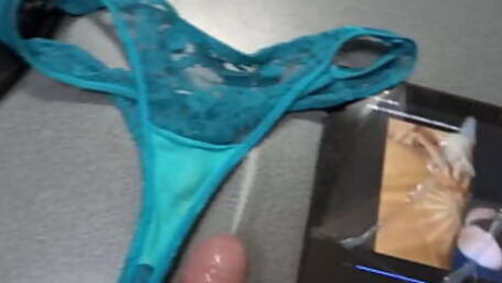 Great cumshots that my friends made to my wife's used panties, photos and videos