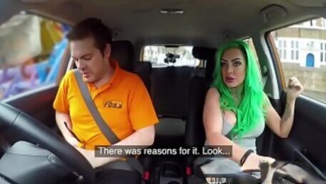 Fake Driving School Busty learner is wet and horny for instructors cock