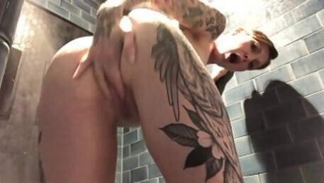 Cumming in the Shower at a Busy Gym
