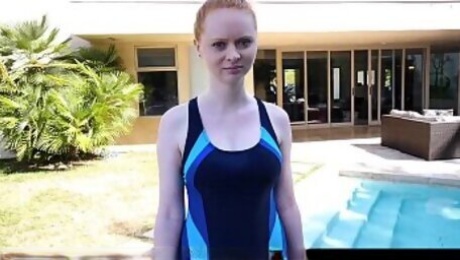 Pale Redhead (Ruby Red) Fucked By The Swimming Coach