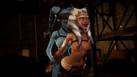 Ahsoka Tano gets creampied by Futa Aayla Secura - Star Wars Inspired 3D Porn