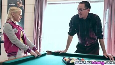 Marsha May plays and fucks on a pool table