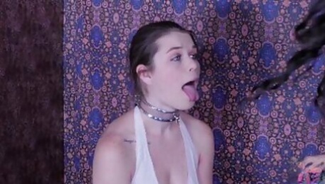 Teen oral sex slave gets a b. face fucking from her coldhearted mistress