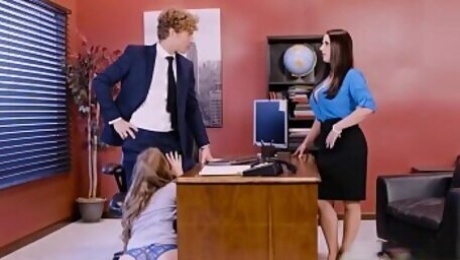 Office threesome with two bosses and a sexy employee