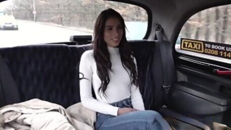 Fake Taxi Hot latina b. Nicols deepthroats and swallows on backseat taxi