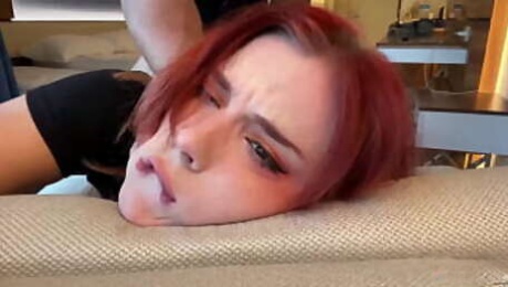 Redhead Hard Fucking and Deep Blowjob - Cum in Mouth