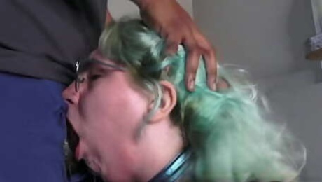 White hooker gets her face fucked by big black cock