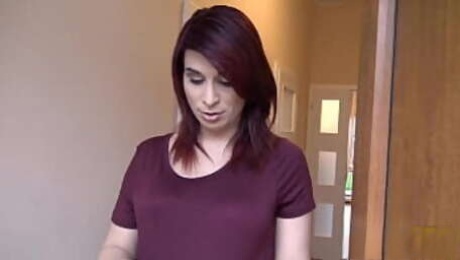 DEBT4k. Pregnant lovely with red hair spreads legs for the debt collector