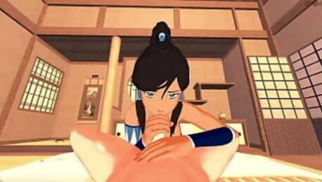 Korra swallows your cum from your POV before she gets fucked.