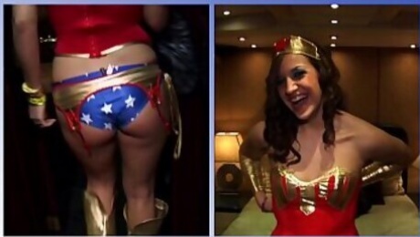 GIRLS GONE WILD - Hot Brunette In Sexy Superhero Cosplay Plays With Her Wet Pussy