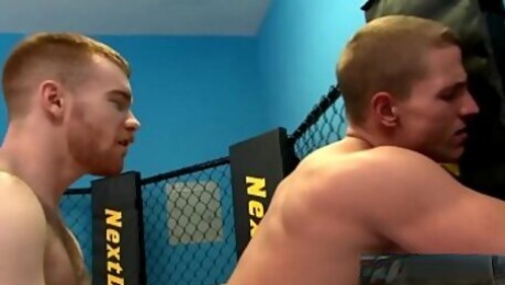 Ginger gay drilling muscled straight guy