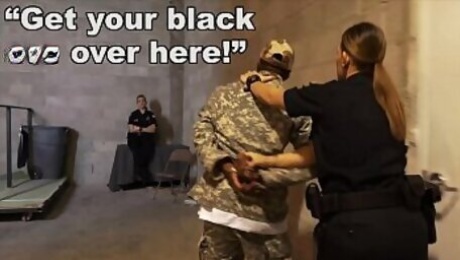 BLACK PATROL - Fake Soldier Gets Used As A Black Fuck Toy By White Cops