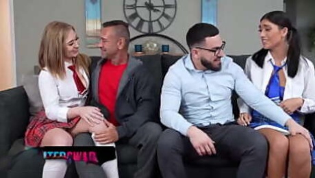 Slutty Girls Callie Black and Aubry Babcock Get Pounded By Horny StepDads
