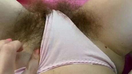 Edging orgasm making my panties wet with pussy juice hairy bush big clit