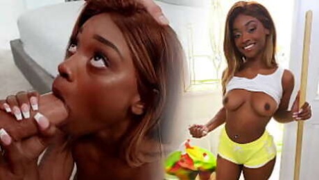 Hot black maid accepts to take off her clothes to work naked - ebony porn