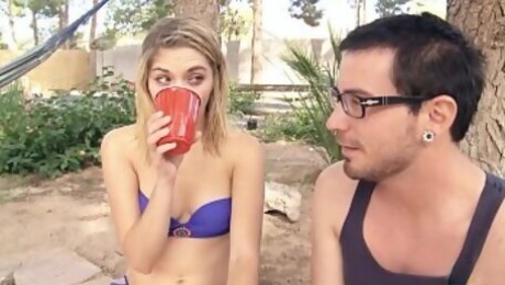 Shy Teen Seduce to Fuck at Pool Party in Background