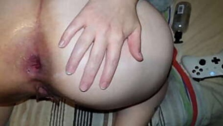 Huge bbc monster cock toy gapes fat ass wife