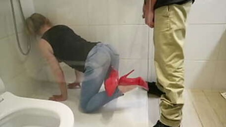 Pee on My Ass in Jenas and Red High Heels