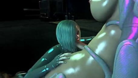 Futanari Cyberpunk Big Tittied Babe Fucked By Her Big Dicked Friend