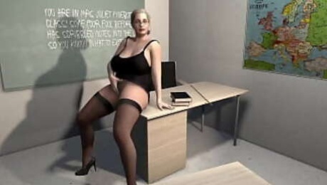 Milf Teacher fingers her self in front of her students.
