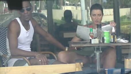 Cheating Wife #4 Part 3 - Hubby films me outside a cafe Upskirt Flashing and having an Interracial affair with a Black Man!!!