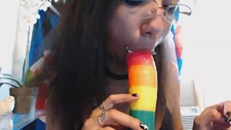 Blowjob POV Thick Dick Rainbow Dildo