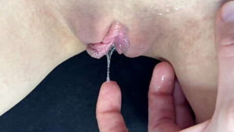 Squirting Orgasm and fingering dripping wet juicy pussy teen 18yo close up