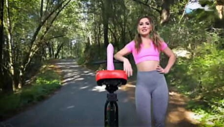 Sexy Paige Owens has her first anal dildo bike ride