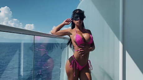 MILF getting fucked on the balcony of a cruise ship