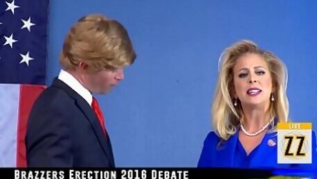 Donald Drumpf fucks Hillary Clayton during a debate