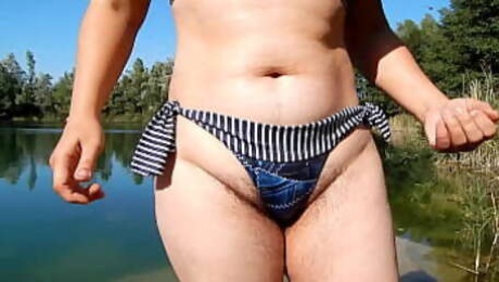 Hairy wife outdoor