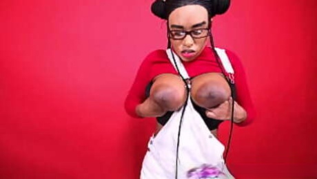 I'm Erotically Posing My Large Natural Tits And Huge Brown Areolas Closeup Fetish, Bending Over With My Big Boobs Bouncing, Petite Busty Black Babe Sheisnovember Jiggling Her Curvy Bomb Shells While Bent Down, Sat In Overalls on Msnovember