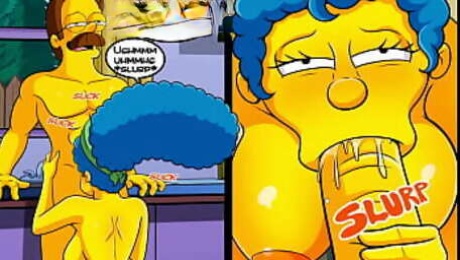 Ned Marge Parody - Cheating wife sucked neighbor's dick in the kitchen, Cuckold Husband Fucked The Neighbor's Wife - Anime Hentai Porn