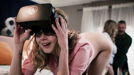 Tiny 18yo stepaughter teen got a VR headset from her stepparents