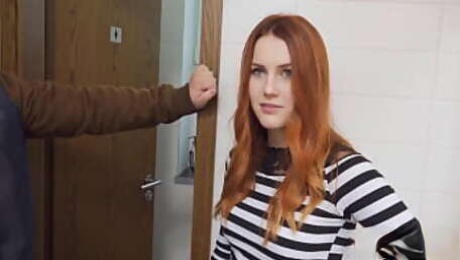 HUNT4K. For cash cuck permits hunter to fuck red-haired GF in restroom