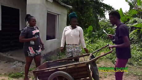 Iron condemn guy fuck two sisters inside their compound, outdoor.