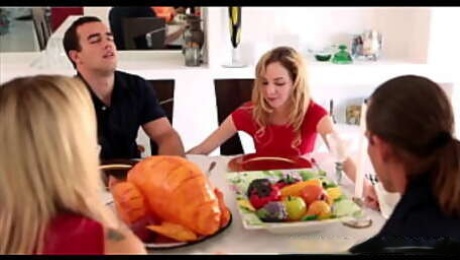 Cute And Tiny Teen StepSister Angel Smalls And Her StepBrother Fuck During Thanksgiving Dinner