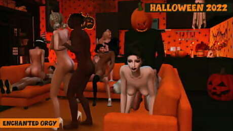 Sims 4. Halloween 2022. Part 2 (Final) - Enchanted Orgy (Hardcoreparody)